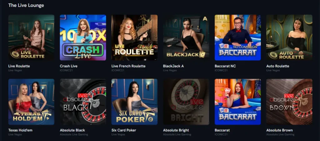 Live dealer games at Spinshark including Roulette and Blackjack for UK online casino players.